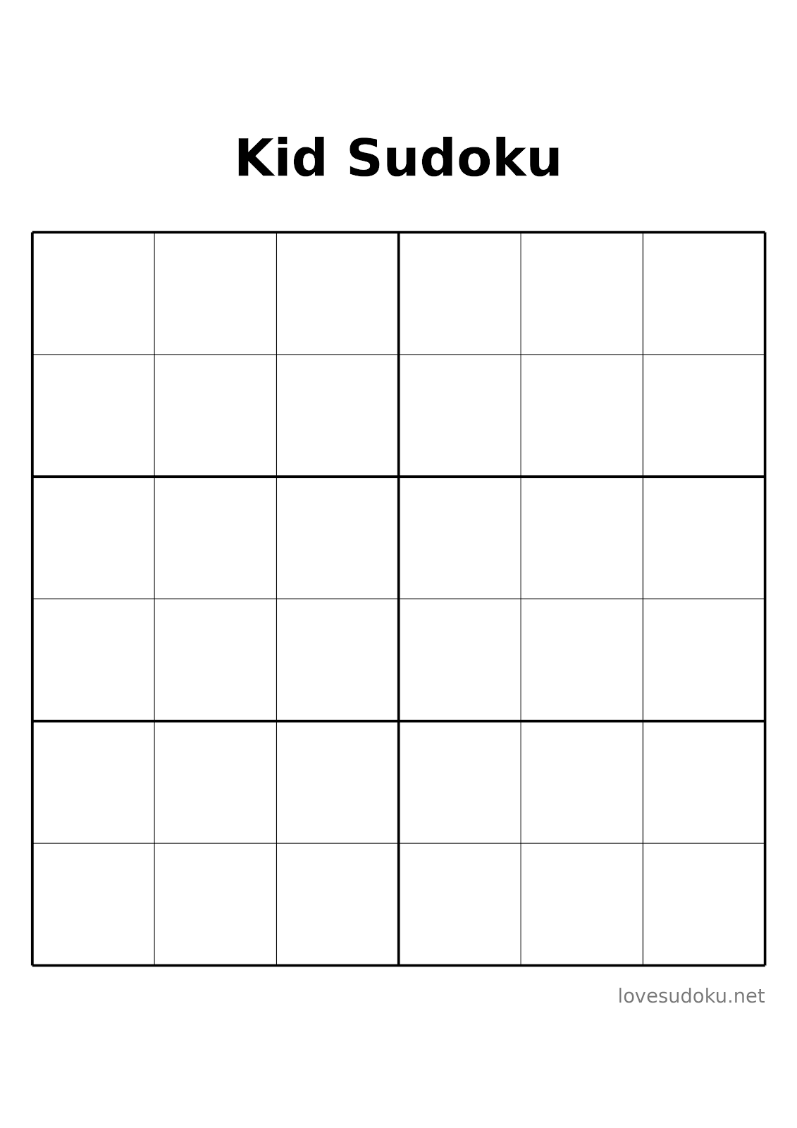 sudoku for kids 6x6